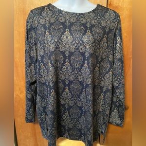 CJ Banks, Woman's Plus Size 2X, Long Sleeved, Blue Tunic Top